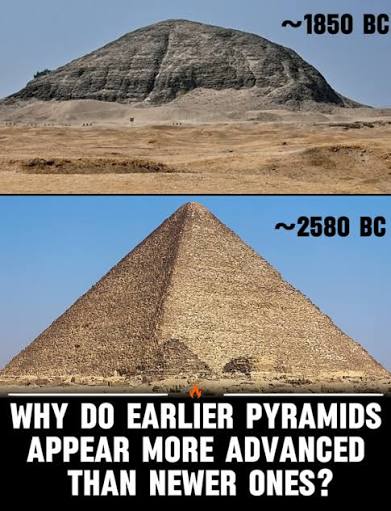 The Great Pyramid, supposedly built around 2580 BC, shows astonishing  precision, massive stone construction, and engineering that still sparks  debate today. About 700 years later, the Pyramid of Amenemhat III at Hawara