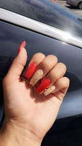 Gel Acrylic Nails Gold Acrylic Nails Red Acrylic Nails Red And Gold Nails