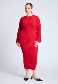 Wide Sleeve Maxi Sweater Dress for Easy Wear, Barbados Cherry | ELOQUII