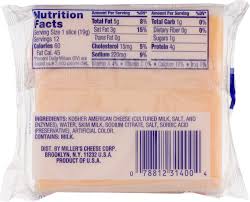 Miller S Kosher American Cheese 12 Slices 8 Oz Mariano S