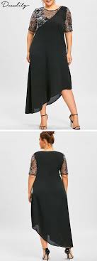 Plus Size Sparkly Sequined Trim Asymmetric Flowy Dress With Images Plus Size Fashion For Women Summer Plus Size Outfits Best Plus Size Dresses