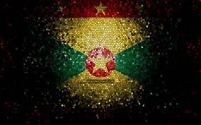 The grenada flag features primary colors of red, green, and yellow. Download Wallpapers Grenada Flag Mosaic Art North American Countries Flag Of Grenada National Symbols Grenadian Flag Artwork North America Grenada For Desktop Free Pictures For Desktop Free