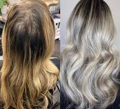 Hair follicles contain pigment cells that produce melanin, which gives your tresses their color. Makeover Gray Faded And Damaged To Magnificent Ash Blonde Color Modern Salon