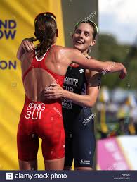 She is the 2012 olympic and six times european champion in women's triathlon. Switzerland S Nicola Spirig Celebrates Winning The Women S Triathlon During Day Eight Of The 2018 European Championships At Strathclyde Country Park Lanarkshire Stock Photo Alamy