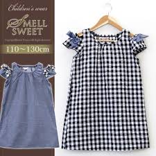 肩あきデザインがキュートなaラインワンピース 子供服 女の子 ワンピ ス 110 120 130cm 半袖 smell sweet 64017 肩あきaラインワンピース オフショル 肩紐 ギンガムチェック デニム キッズ 子ども服 ゆうパケット対応 あす楽対応 子供ドレス 子供 ワンピース