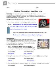 Use these relationships to derive the ideal gas law and calculate the value of the ideal gas constant. Cecilia Guzman Ideal Gas Law Se Gizmos Studocu