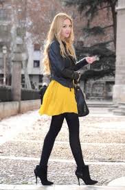New Dress Black Tights Outfit Street Styles Ideas Black Tights Outfit Yellow Skirt Outfits Yellow Dress Outfit