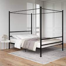Pinewood headboard and footboard is adding a little classical touch to it. Mainstays Metal Canopy Bed Queen Black Walmart Com Walmart Com