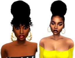 Bun With Curly Bangs Curly Bun Without Bangs Sims Hair Sims 4 Black Hair Sims 4 Curly Hair