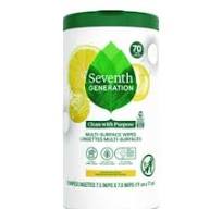 Multi-Surface Wipes, 7 x 7, Lemon Zest, White, 70 Wipes/Canister, 6/Carton