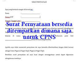 Contoh surat pernyataan bersedia ditempatkan di mana saja. Surat Pernyataan Bersedia Ditempatkan Dimana Saja Cpns Tanggal Pengetahuan Tanda