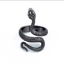 Silver Or Black Oxidized Adjustable Snake Fashion Ring Etsy Black Rings Snake Ring Fashion Rings