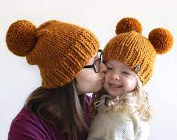 Hat Knitting Pattern Knit Beanie Pattern Chunky Pom Pom Hat Double Pom Pom Hat Pattern Chu Knit Beanie Pattern Beanie Pattern Hat Knitting Patterns