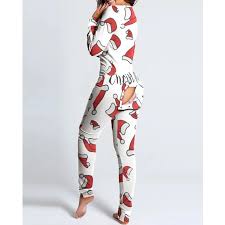 Onesie Pajamas for Adults: Womens Xmas Pyjamas, Novelty One-Piece Christmas  Pajama Set with Open Hip Design, Long Night Sleepwear for Women