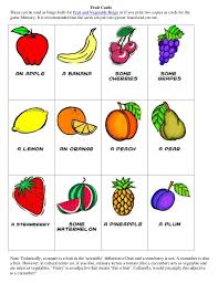 Fruit Cards These Can Be Used As Bingo Balls For Fruit And Vegetable Bingo Or If You Print Two Copies As Cards For The Fruits And Vegetables Bingo Cards Fruit
