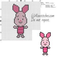 Free printable pig cross stitch pattern. Piglet Disney Cuties Free Cross Stitch Pattern 50x50 4 Colors Cross Stitch Patterns Cross Stitch Disney Cross Stitch