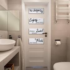 The space is nicely lit by downlights and modern wall sconce. Buy 4 Pieces Farmhouse Bathroom Wall Decor Bathroom Wall Arts Wash Your Hands Rustic Bathroom Wood Sign Bathroom Wall Arts Decorations For Home Laundry Room Bathroom Online In Indonesia B08tqp9tm5