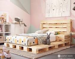 Pallet Bed The Oversized Queen Includes Headboard And Etsy In 2020 Pallet Bed Wood Pallet Beds Wood Pallet Bed Frame