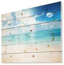 Overstock.com has been visited by 1m+ users in the past month Designart S Beach Blue Caribbean Sea Modern Wood Wall Art Beach Style Prints And Posters By Design Art Usa Houzz