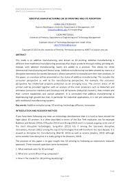 Pdf Additive Manufacturing Or 3d Printing And Its Adoption