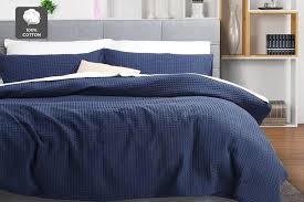 Our duvet covers coordinate beautifully with print or solid sheet sets. Dick Smith Nz Ovela Deluxe Cotton Waffle Quilt Cover Set Queen Navy Home Garden Bedding Quilt Covers