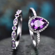 Purple Teardrop And Infinity Ring Set Redefinedluxury Purple Engagement Rings Amethyst Ring Engagement Amethyst Wedding Rings