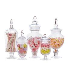 Transparent Candy Jar Party Dessert Storage Bottle Dinner Table Decorative High Striped Cover Storage Tank Glass Jars And Lids In 2020 Glass Candy Jars Candy Jars Glass Jars