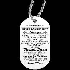 Dog Tag To My Son From Mom Mother Son Necklace Chain Birthday Gifts For Son Son Quotes Birthday Boy Quotes Birthday Quotes