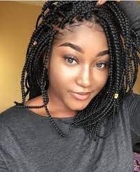 Awesome Round Face Hairstyle For African Womens With Shouler Length Hair In 2019 Bob Braids Hairstyles Hair Styles Small Box Braids Hairstyles