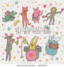 The Best Music Band Cartoon Animals Playing On Various Musical Instruments Drums Accordion Flute Trumpet I Music Drawings Cartoon Animals Dancing Animals