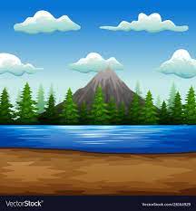  Nature Landscape With Lake And Mountain Download A Free Preview Or High Quality Adobe Illustrator In 2021 Environment Concept Art School Wall Art Family Illustration
