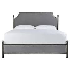 Lavelle blanc mansion bedroom set. Arya Modern Classic Grey Upholstered Nailhead Trim Metal Canopy Bed King King Kathy Kuo Home