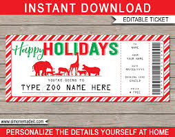 Every time they look at your card, your happy wishes are multiplied! Holiday Zoo Tickets Gift Voucher Template Surprise Tickets To The Zoo