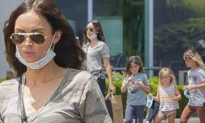 Megan fox rarely shares photos of her kids, but all 3 are so cute! Megan Fox Stocks Up On Supplies At The Grocery Store With Her Children Daily Mail Online