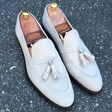 Handmade White Moccasin Slipper Tussle Leather Dress Formal Office Shoes Dress Formal Dress Shoes Men Leather Formal Shoes Suede Leather Shoes