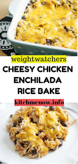 Cheesy Chicken Enchilada Rice Bake Shredded Chicken Recipes Recipes Using Rotisserie Chicken Rotisserie Chicken Recipes