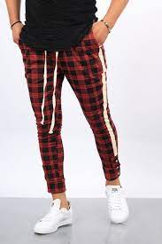 Pantalon slim léopard ou motifs zèbre, pantalon slim rouge, pantalon slim en coton imprimé, pantalon slim en cuir. Pantalon Carreaux Homme Rouge 3275