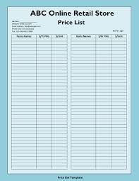 You will be provided with a spreadsheet to record items purchased, sold and left over inventory to help determine future buying decisions . 49 Free Price List Templates Price Sheet Templates á… Templatelab