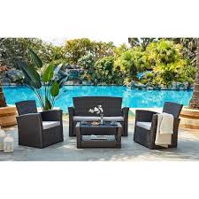 Salon De Jardin En Resine Tressee 4 Personnes Fidji Gris Achat Vente Salon Bas De Jardin Fidji Salon De Jardin 4 Places Cdiscount