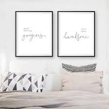 Good Morning Gorgeous Hello There Handsome Bedroom Quote Print Nordic Poster Modern Wall Art Picture Canvas Painting Home Decor Wall Art Pictures Wall Art Canvas Prints Kids Room Deco