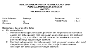 Rpp Daring Prakarya Kelas 9 Semester Ganjil Kurikulum 2013 Tahun Pelajaran 2020 2021 Didno76 Com