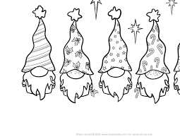 To print the coloring page. Christmas Gnomes Coloring Page Rhea S Studio