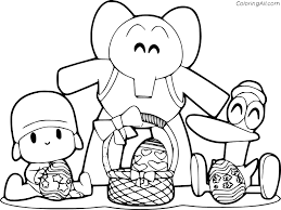 48 pocoyo coloring pages to print off and color. Pocoyo And Friends At Easter Coloring Page Coloringall