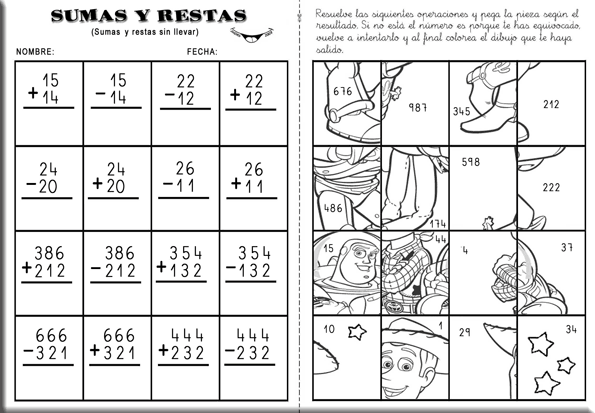 Resultado de imagen para puzzle de sumas y restas para imprimir