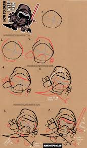 How To Draw Cute Chibi Cartoon Kylo Ren From Star Wars The Force Awakens How To Draw Step By Step Drawing Tutorials Drawing Stars Star Wars Drawings Cute Drawings