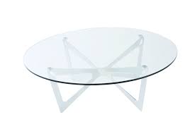Elke round glass coffee table with brass base. Glass Modern Glass Round Coffee Table Novocom Top