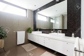 double basin bathroom ensuite stock