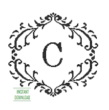 Free and simple cross stitch patterns download for beginners. Instant Download Cross Stitch Pattern Black Monogram Initial Alphabet C Letter C Gift Home Decor House Warming Wedding Anniversary Zindagi Designs