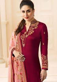 Kareena Kapoor Wine Churidar Kameez Kurti Designs Party Wear Indian Designer Outfits Indian Outfits