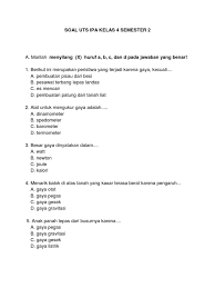 Buku matematika dan pjok kurikulum 2013 sd mi revisi tahun 2018 download buku sekolah kelas 3 sd kurikulum ktsp 2006 lengkap download buku. Soal Uts Ipa Kelas 4 Semester 2 Pdf
